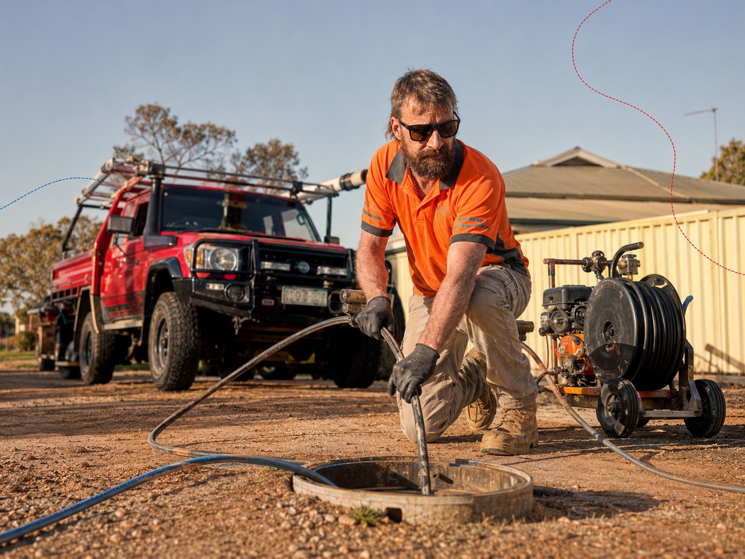 Brad clearing a drain